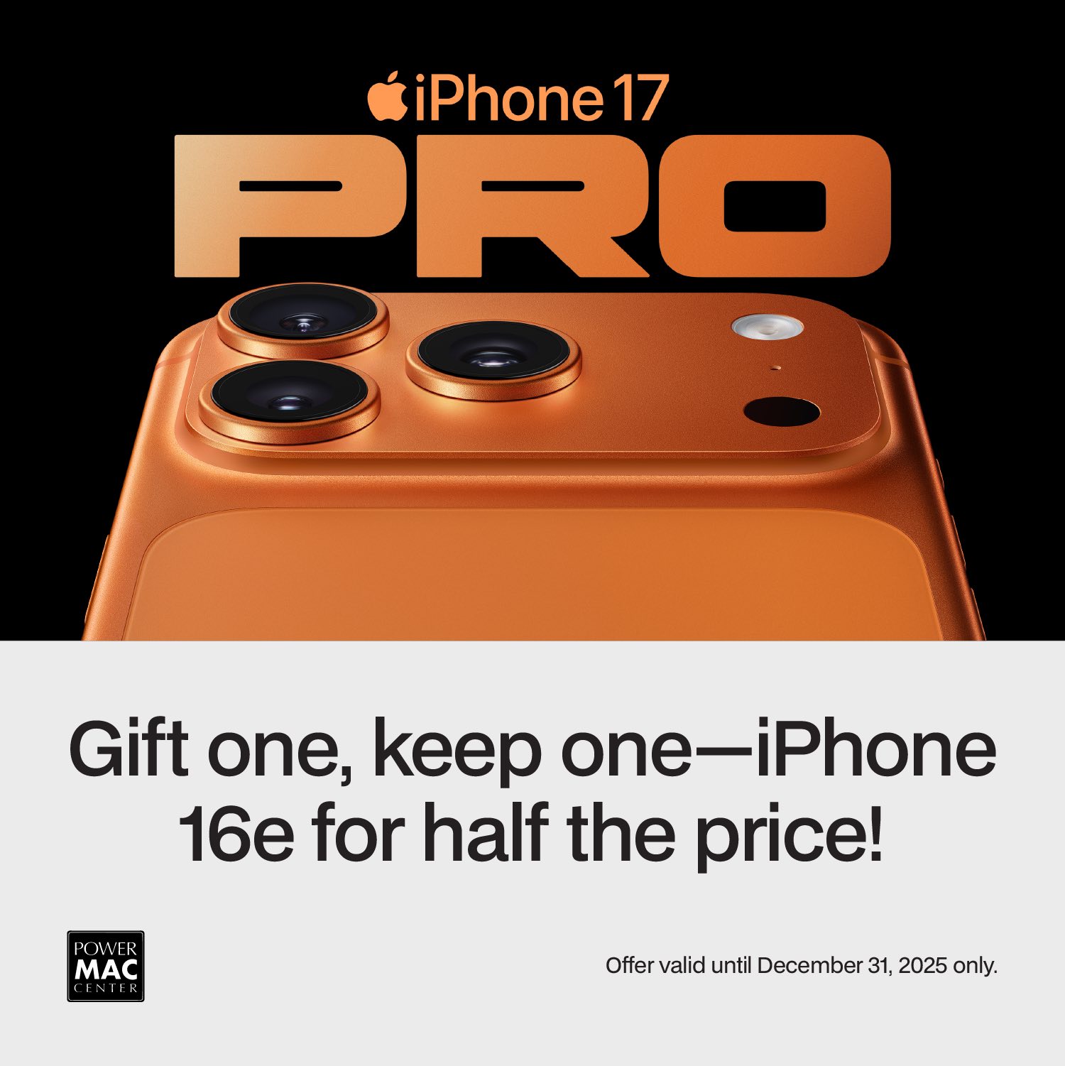 iPhone 17 Pro and iPhone 16e side-by-side with promotional discount offer