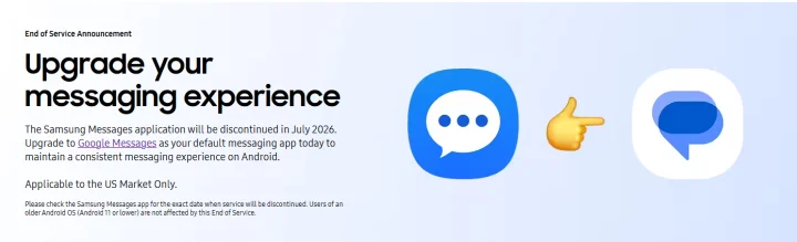 Samsung axes Messages app, urges users to switch to Google