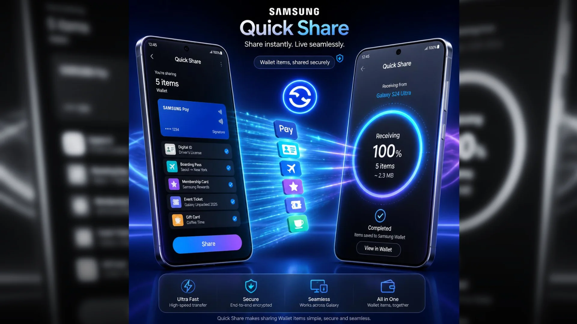 Samsung Quick Share can now send Wallet items